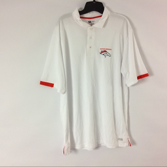 Denver Broncos Polo Shirt Size L White Orange - Picture 1 of 5